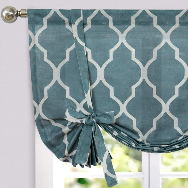 Linen Valances for Windows Kitchen Curtains Tie Up Valance Ballon Shade for Living Room Moroccan Tile Farmhouse Rustic Bedroom Bathroom Valance 54 ...