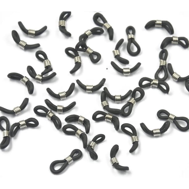 25 Piezas Antideslizante Extremos de Goma Retenedor Conector Titular para Cadena de Gafas Negro