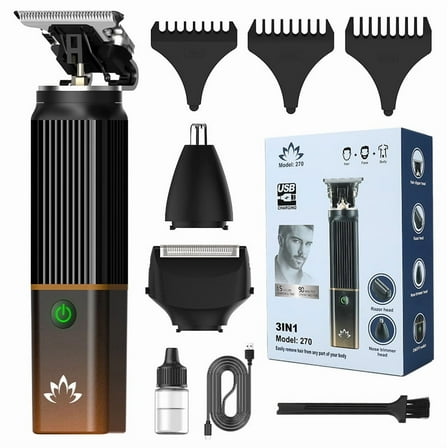 Hair Clippers for Men T-Blade Trimmer Electric Shaver Razor Nose Hair Trimmer Set,3 IN 1 Mens Beard Grooming Kit for Nose Ear Body Face Mustache