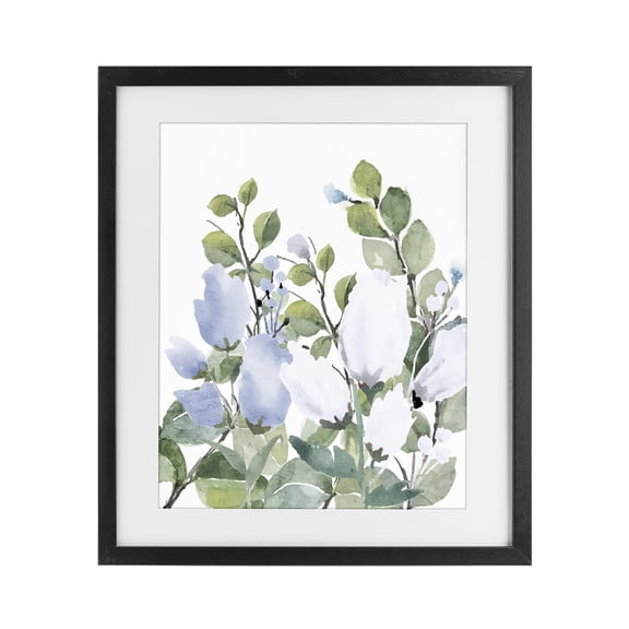 Stupell Industries Contemporary Blue Spring Florals Black Framed Print Under Glass, 13 x 16, by Kim Allen