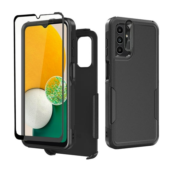 Xhy Samsung Galaxy A13 5G Case with Screen and Lens Protector Military Grade Full Body Double Layer Protection Shock and Drop Resistant TPU Durable Detachable for Galaxy A13 5G Phone-Black