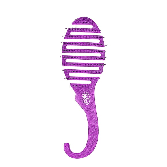 Cepillo de pelo húmedo para ducha, desenredante, purpurina, color morado