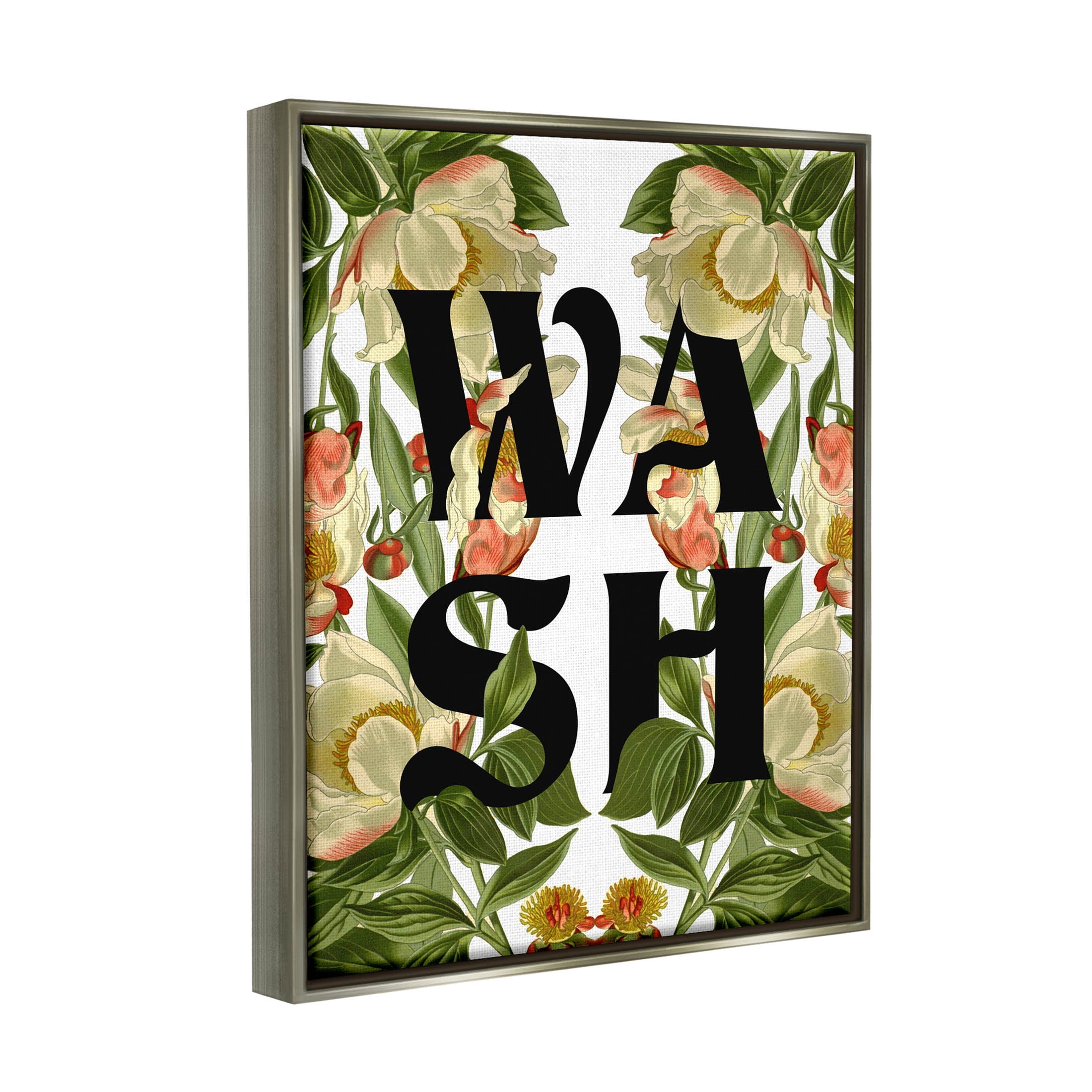 Wash Flower Blossom Bath Sign Botanical & Floral Graphic Art Luster Gray Framed Art Print Wall Art