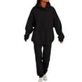 thumbnail image 3 of OGLCCG Women 2 Piece Sweatsuits Outfit Fall Winter Warm Fashion Tracksuit Long Sleeve Fleece Lined Hoodies and Sweatpants with Pocket,L,Black, 3 of 5