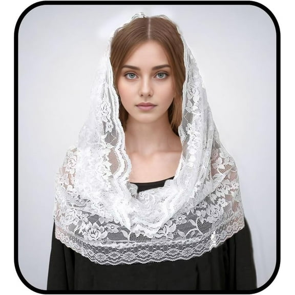 Wedding Lightweight Church Veils Floral Veil for Church Traditional Scarf Mass Tulle Wrap Mantilla Veils for Women