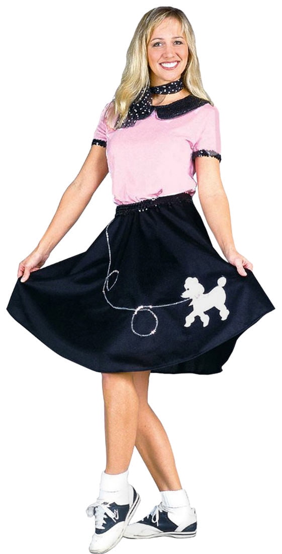Womens Adult 50s Hop W/ Black POODLE Skirt Costume