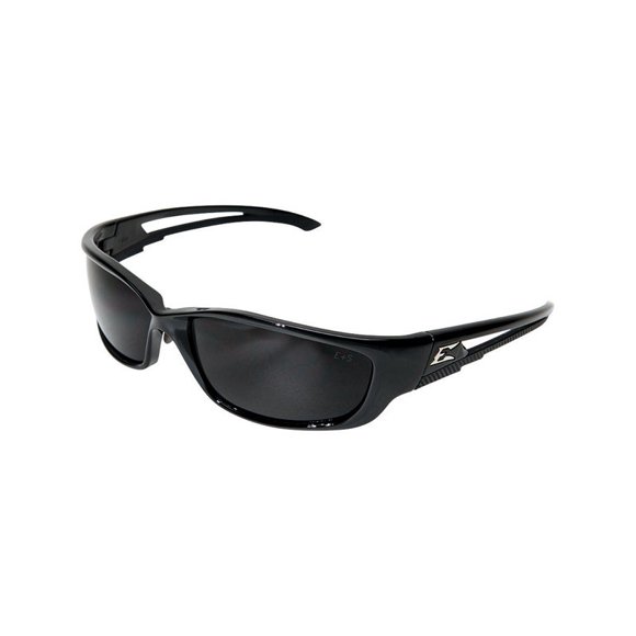 Edge SK-XL116 Kazbek XL Wrap-Around Safety Glasses, Anti-Scratch, Non-Slip, UV 400, Military Grade, ANSI/ISEA & MCEPS Compliant, XL Wide Fit, Black Frame/Smoke Lens