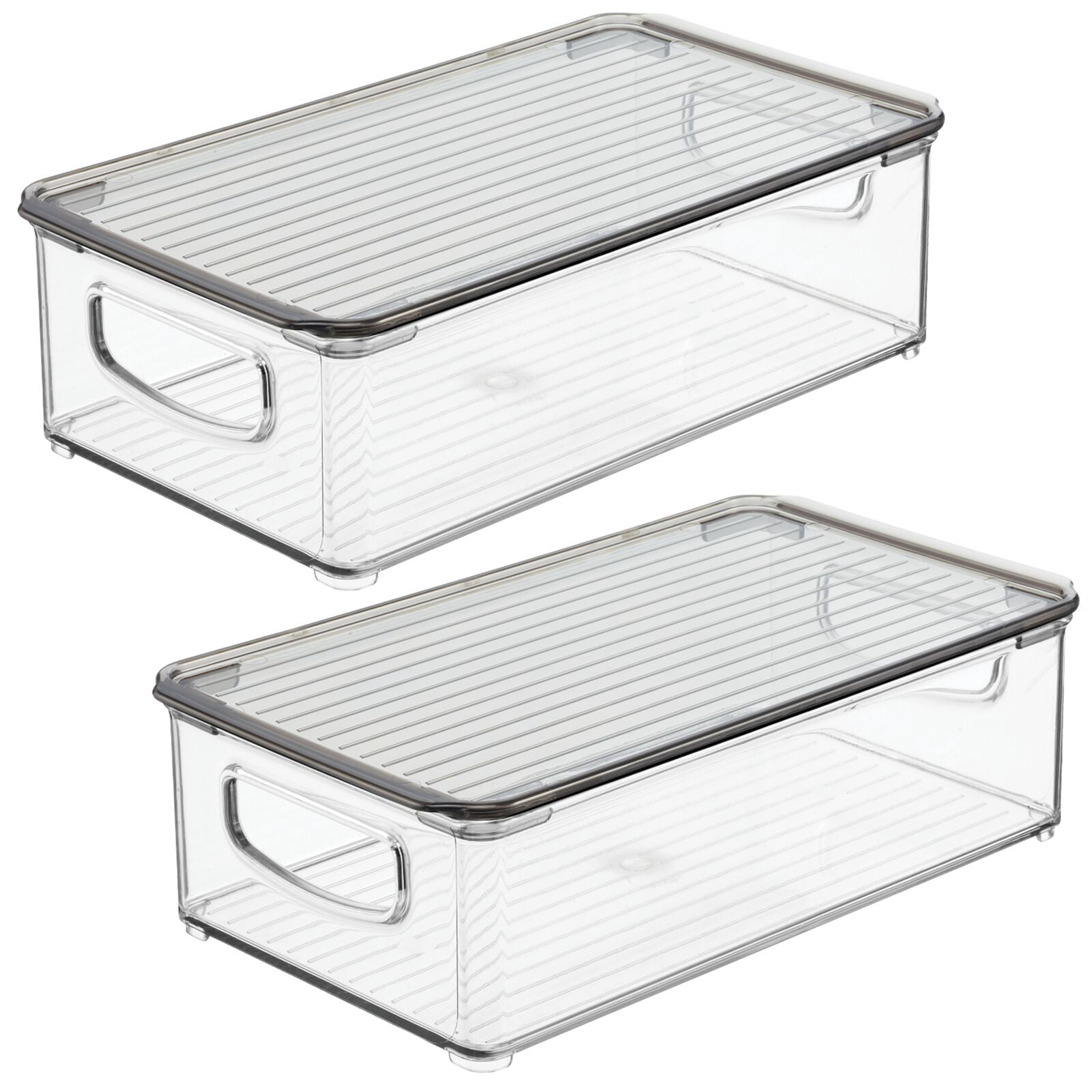 mDesign Plastic Stackable Household Storage Bin with Lid 4 Pack Cream/Clear 