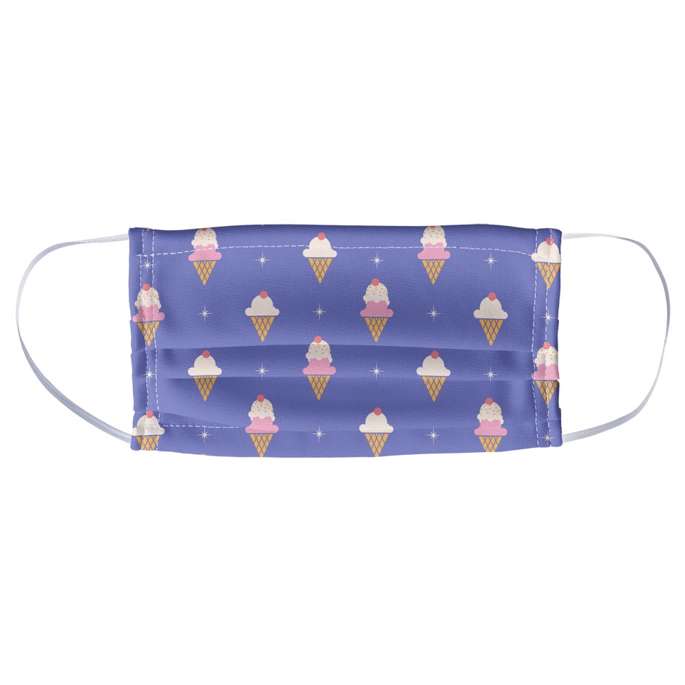 Ice Cream Pattern 1-Ply Reusable Face Mask Covering, Unisex