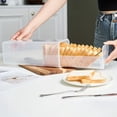thumbnail image 2 of Slide-Out Bread Storage Container with Airtight Lid, Clear Plastic Bread Box with Drawer Tray for Sandwich Loaves, Bagels & Buns, 13×5×5 in BPA-Free Bread Keeper for Counter, Pantry & Freezer, 2 of 9