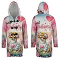 thumbnail image 3 of Hello Valentine’s Day Chihuahua Flower Crown Romantic Pink Floral All Over Print 3D Hooded Duffle Toggle Coat Dog Lover Gifts Idea - 00031, 3 of 6