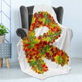 thumbnail image 4 of Letter R Soft Flannel Fleece Blanket, Floral R Made with Maple Leaves Bouquet Essence Autumn Inspirations Initials Theme, Cozy Plush for Indoor and Outdoor Use, 70" x 90", Multicolor, by Ambesonne, 4 of 5