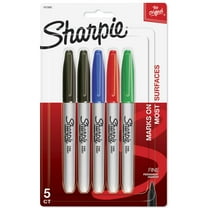 Sharpie Permanent Markers, Fine Point, Assorted Colors, 5 Count