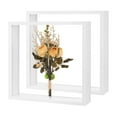 thumbnail image 1 of 2-Pack Dried Flower Frame, 8 x 8 Inch Double Acrylic Wooden Dried Flower Photo Floating Frame [White], 1 of 7