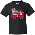 thumbnail image 3 of Inktastic Valentine's Day Red Firetruck with Pink Hearts Youth T-Shirt, 3 of 5