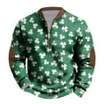 thumbnail image 5 of Penkiiy St Patricks Day Shamrock Patch Chest Print 1/4 Zip Sweatshirt L Multicolor, 5 of 5