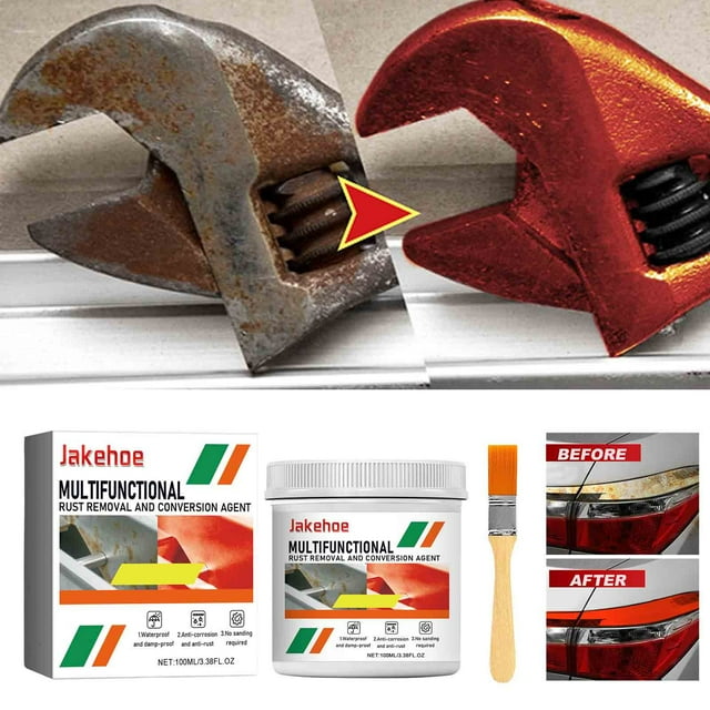 Removedor y Agente Convertidor de Óxido para Techos de Hierro, Tejas de Acero de Color, Superficies Metálicas | Imprimación Protectora | Resistente al Sol y a las Heladas | Botella de 100ml + Pincel