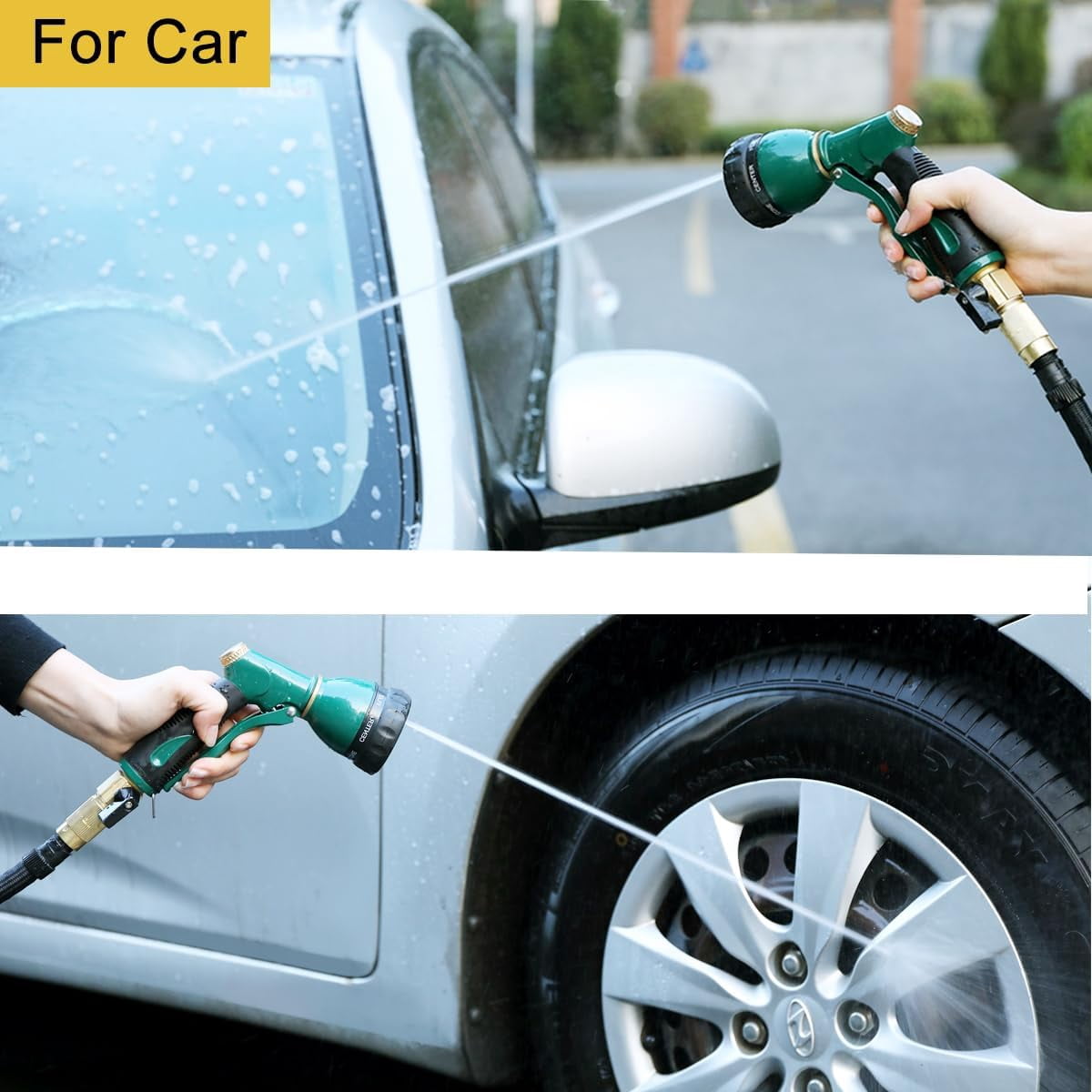 Garden Hose Nozzle Sprayer Heavy Duty, 100% Metal Spray Nozzle High Pressure Water Hose Nozzle with 7 Patterns for Watering Garden, Washing Cars and Showering Pets