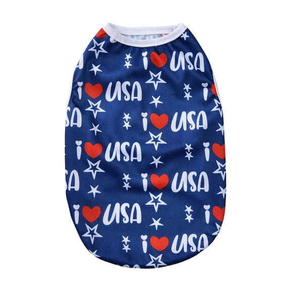 American Flag Inspired Dog Vest: Perfect Dog Shirt, Ideal Tank Top for Everyday Wear, Independence Day Celebrations Quality Materials for a Cute and Stylish - Blue,L