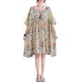 thumbnail image 1 of Vestido suelto de mujer Impreso Media manga Vintage Casual Holiday Beach Dress MABOTO Vestido, 1 of 7