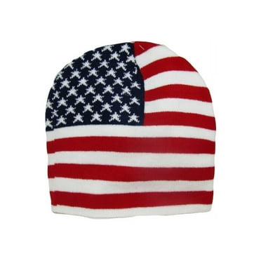 8" U.S.A. USA American Flag Snow Cap Beanie Skull Cap