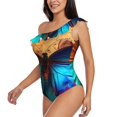 thumbnail image 5 of Daiia Vibrant Rainbow Butterfly A Women's One Piece Swimsuits Personalized One Shoulder Swimwear Asymmetric Ruffle Bathing Suits-XX-Large, 5 of 8