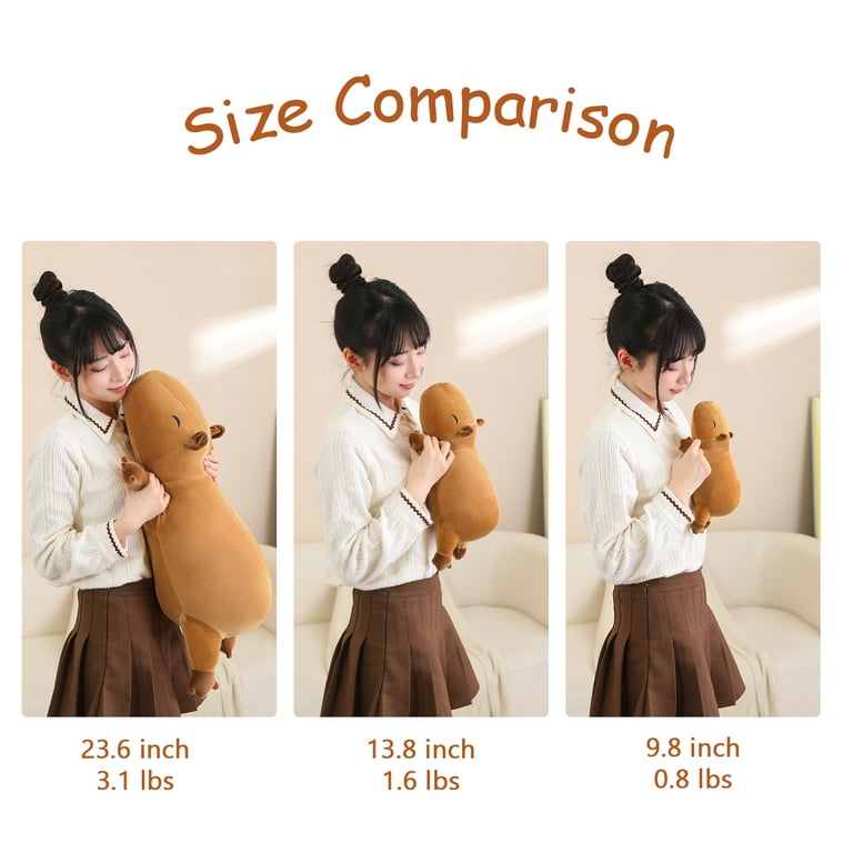shownicer Capybara Gewogen knuffeldier, 1,6 kg, groot pluche dier, Kawaii Capybara, pluche kussen, speelgoed, werpkussen, cadeau voor volwassenen en kinderen, 3 jaar, 1,6 kg