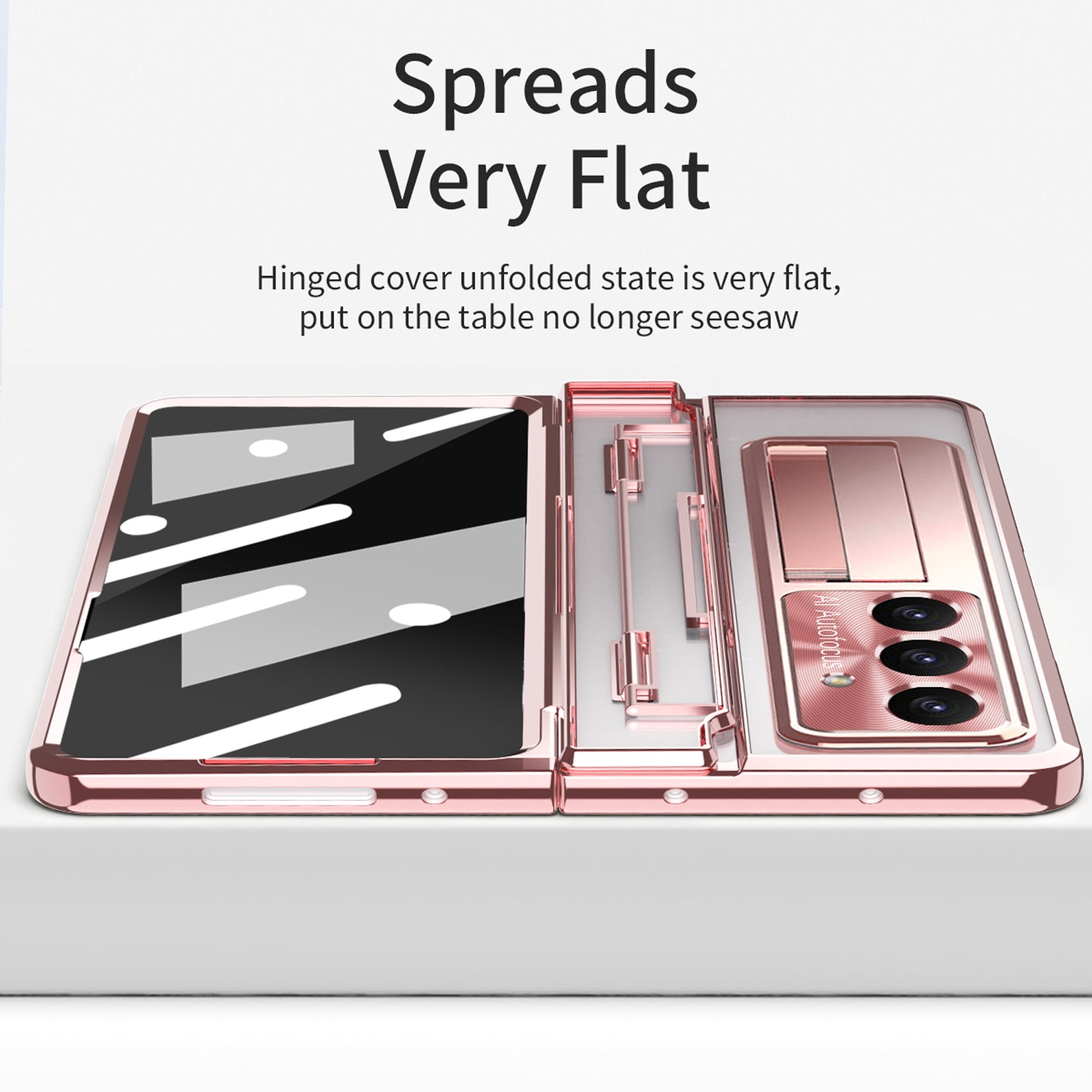 for Samsung Galaxy Z Fold 7 Case, Luxury Plating Shockproof Drop Protection Phone Case for Samsung Galaxy Z Fold 7 5G, Rosegold