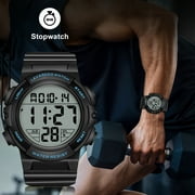 Mens Digital Sports Watch With Stopwatch/Alarm/Dual Time/ LED Backlight Outdoor Sports Waterproof Watch PU Strap Gifts for Man Christmas Gifts
