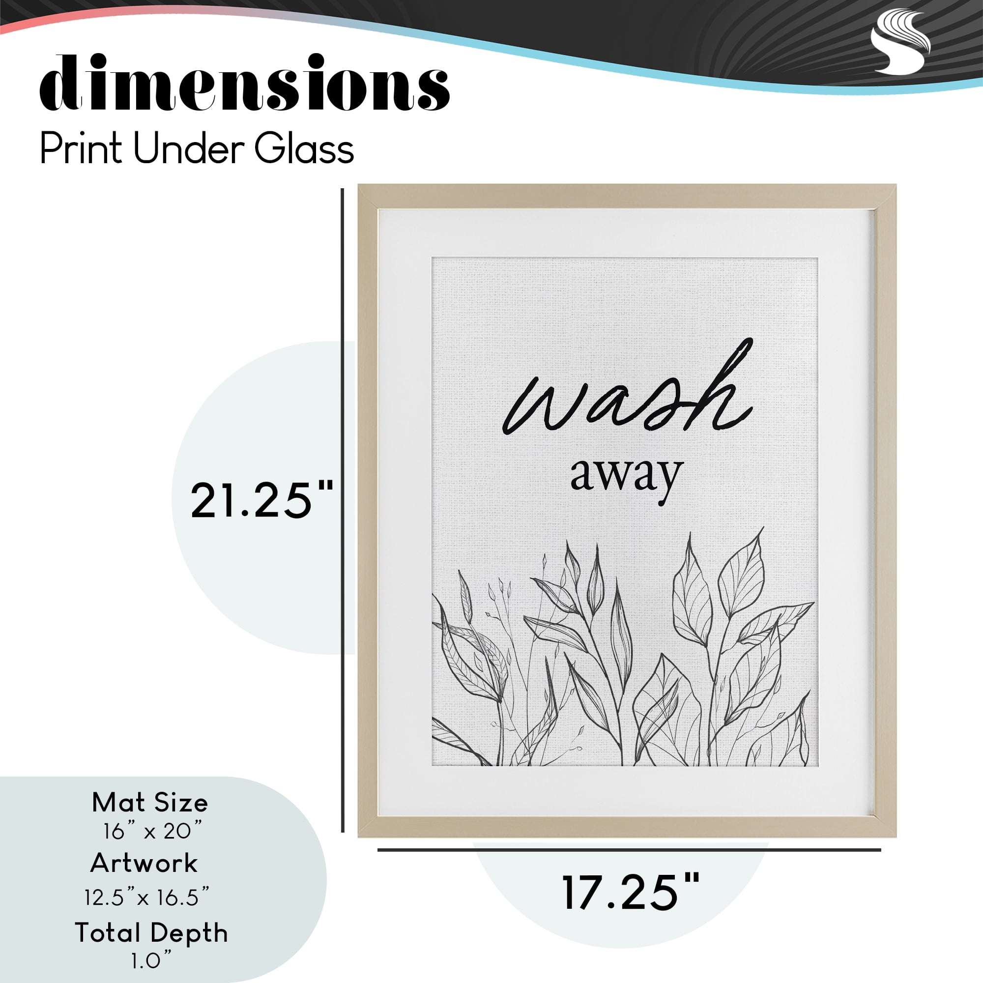 Minimalist Leaves Wash Away Birch Framed Print Under Glass, design by Lettered and Lined