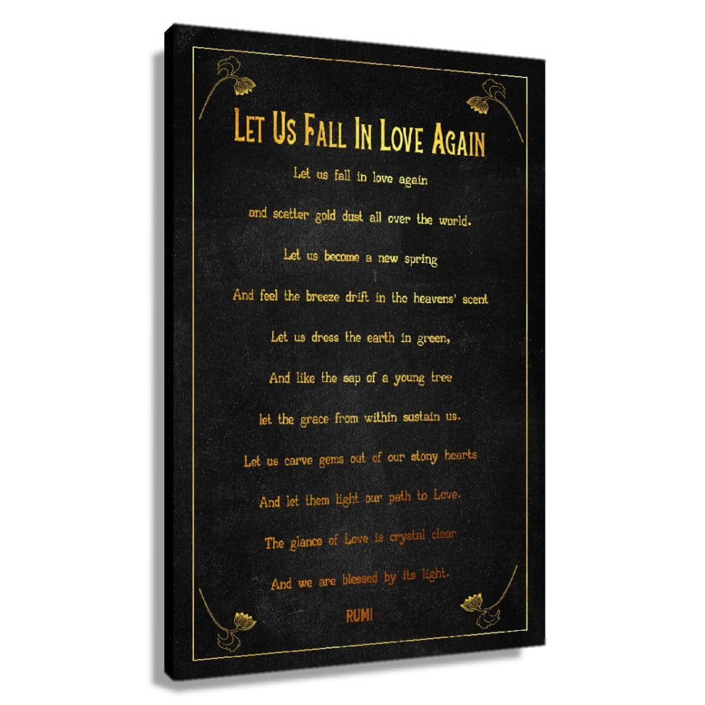 Let Us Fall In Love Again Poem Wall Decor Rumi Quote Wall Art Poetry