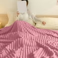 thumbnail image 5 of Soft Blanket Fuzzy Blanket Super Soft Fleece Throw Blanket Twin, Fuzzy Plush Flannel Throw, Warm Cozy Ribbed Microfiber Blanket for Sofa Couch Bed, Lightweight Striped Blanket, 40" x 60" Pink, 5 of 6