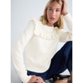 thumbnail image 4 of Free Assembly Women’s and Women's Plus Ruffle Yoke Sweater with Long Sleeves, Midweight, XS-4X, 4 of 5