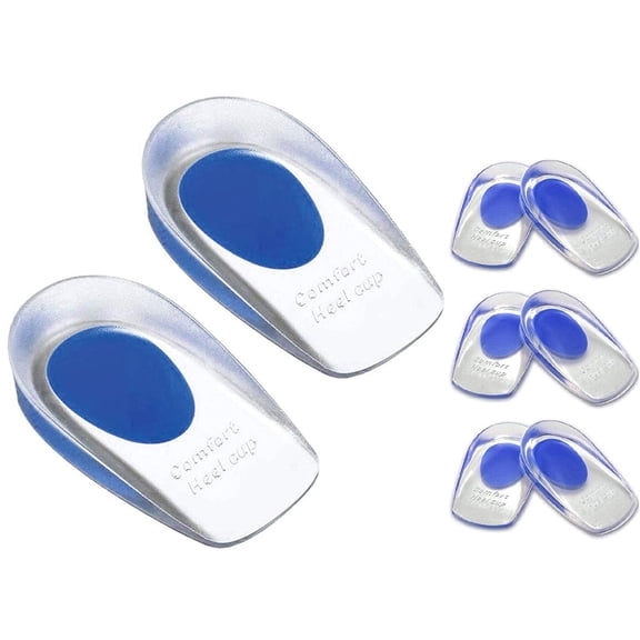 3 Pairs Gel Heel Cups for Heel Pain Relief, Silicone Plantar Fasciitis Heel Pads, Shock Absorbing Insoles for Heel Spurs, Sore Feet, Large Size