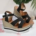 thumbnail image 4 of Womens Sandals Ladies Wide Fit Closed Toe Mid Heel Espadrille Wedge Sandals Strappy Party Shoes Wedding Ankle Strap Bridal Black 6.5, 4 of 7