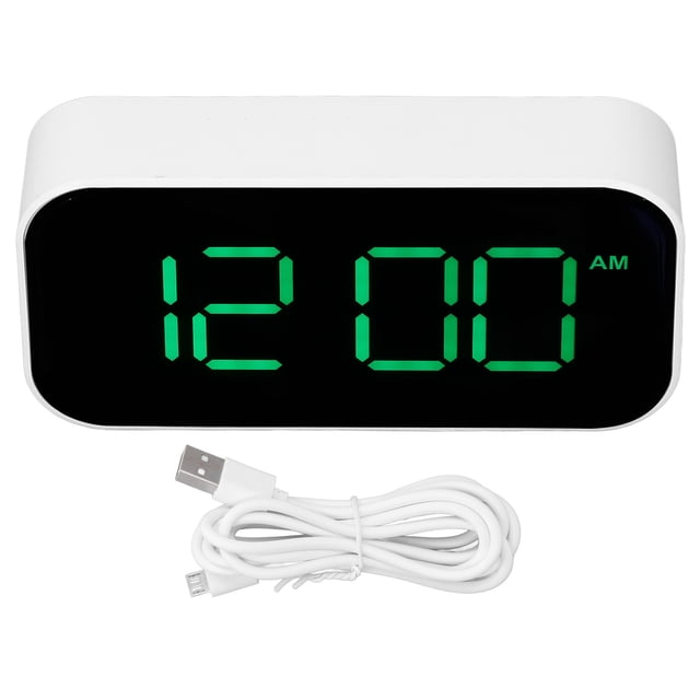 Verdant Touch L E D Reloj despertador digital LED Reloj despertador digital brillo ajustable 12/24 horas carcasa blanca fuente verde USB despertador para dormitorio oficina