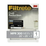 Filtrete 20x25x1 Air Filter, MPR 300 MERV 5, Dust Reduction, 1 Filter