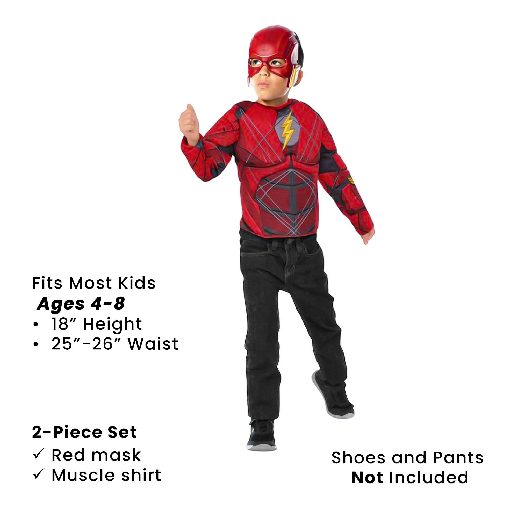 Boys Flash Costume Top And Mask Set