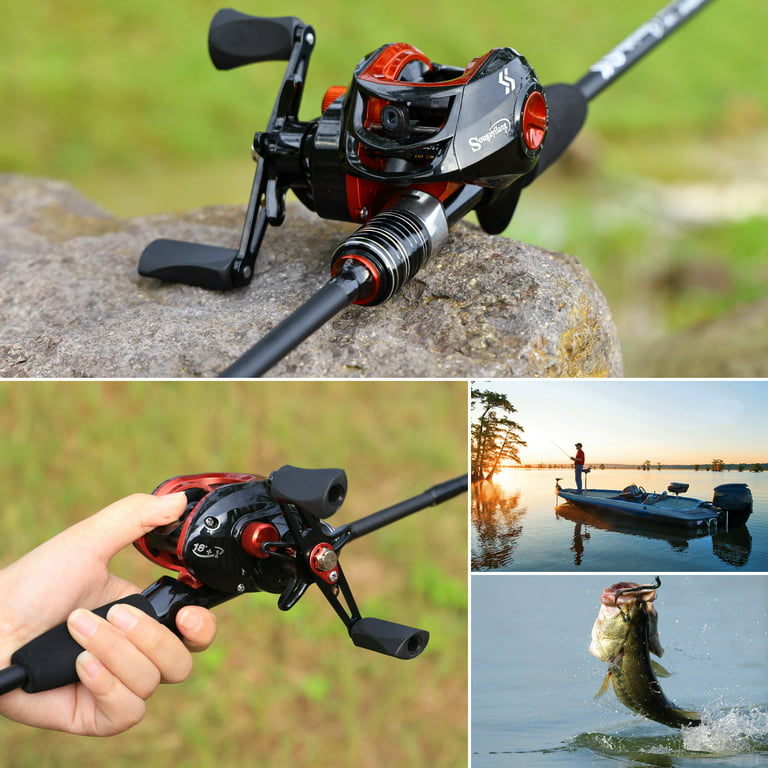 Sougayilang 4 Piece 7ft Casting Fishing Rod and 18+1 BB Super Smooth  Baitcasting Fishing Reel Combos 