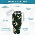 thumbnail image 2 of Yayeee 40oz Double-Wall Insulated Stainless Steel Tumbler with Handle Bottle, Green Leaves, 2 of 8