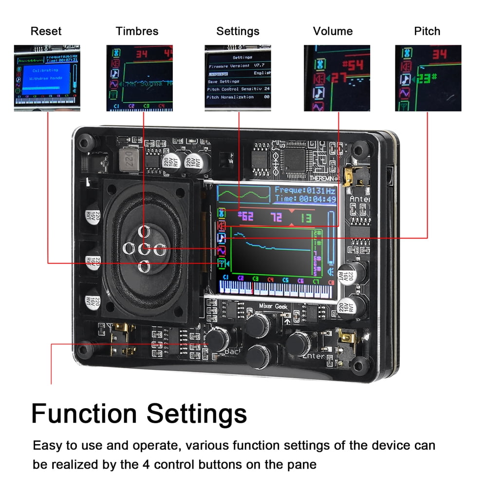 Htovila Musical instrument,Display Audio Theremin Screen Theremin Type-c Voices Adjustable With Musical Voices Adjustable Theremin Musical With Color Cousopo Musical Device Musical Device Theremin