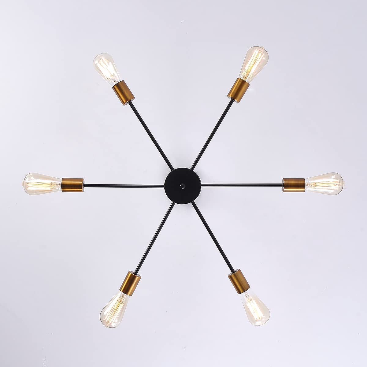 Garwarm Sputnik Chandeliers 6-Light Modern Ceiling Light Fixture Industrial Metal E26 Hanging Pendant Lamp for Farmhouse Kitchen Living Room Lighting