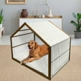 thumbnail image 2 of Gingko Pet House, Maidenhair Tree Leaves Healing Herbs Petals Botanical Nature Print, Outdoor & Indoor Portable Dog Kennel with Pillow and Cover, 5 Sizes, Pale Green and White, by Ambesonne, 2 of 4