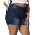 thumbnail image 4 of Gocolloa Womens Plus Size Jean Shorts Stretchy High Waisted Distressed Fold Hem Denim Shorts Gray Blue 24W, 4 of 5
