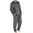 thumbnail image 1 of Kcodviy Mens Leisure Soft Home Fun Mens Pajamas Set Solid Color Shirt Pants Pajamas Pajama Set Home Service Mens Flannel Bottoms Two Piece Set Long Silk Pajama Set Fleece Warm Pyjamas, 1 of 6
