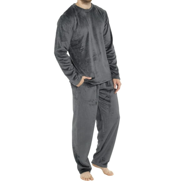 Kcodviy Mens Leisure Soft Home Fun Mens Pajamas Set Solid Color Shirt Pants Pajamas Pajama Set Home Service Mens Flannel Bottoms Two Piece Set Long Silk Pajama Set Fleece Warm Pyjamas