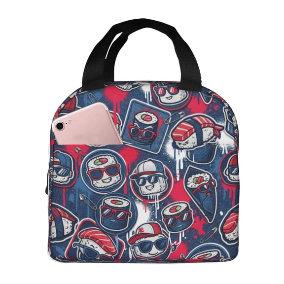 Sushi Lunch Box Insulated Reusable Lunch Bag Tote Cooler For Women Men Travel Work Office Picnic Outdoors