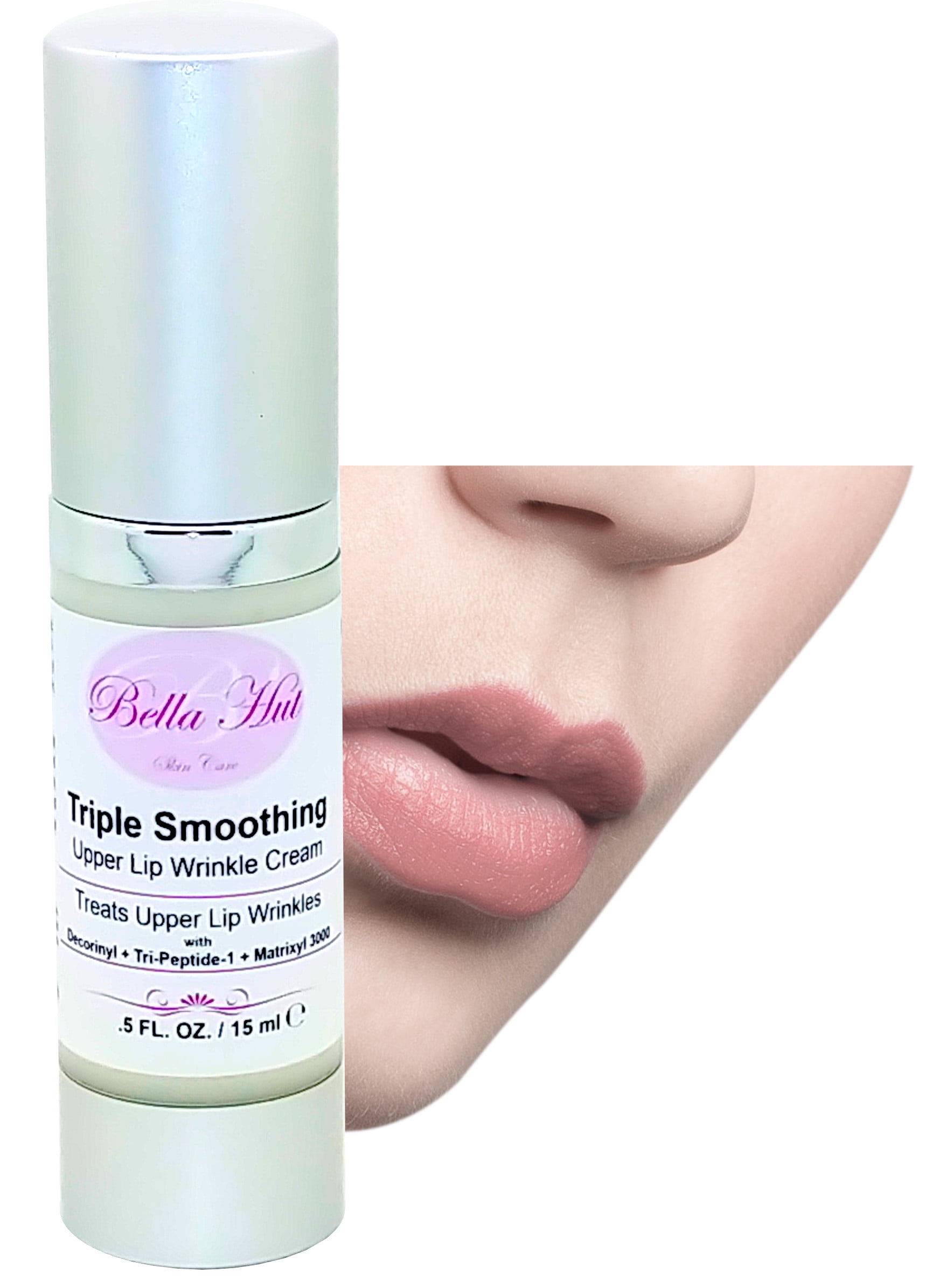 Bellahut Triple Smoothing Upper Lip Cream, .5 oz, with Decorinyl, Tri-Peptide-1 & Matrixyl 3000