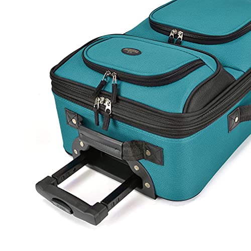 U.S. Traveler Rio Rugged Fabric Expandable Carry on Luggage Set Teal 2 Wheel Rio Rugged Fabric Expandable Carry on Luggage Set Walmart