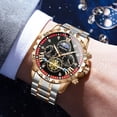 thumbnail image 4 of Reloj de Cuarzo Cronógrafo para Hombre, Correa de Acero Bicolor con Fase Lunar Impermeable de 30 M, 4 of 6